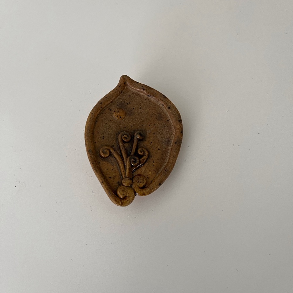 Artisan Brown Ceramic Brooch